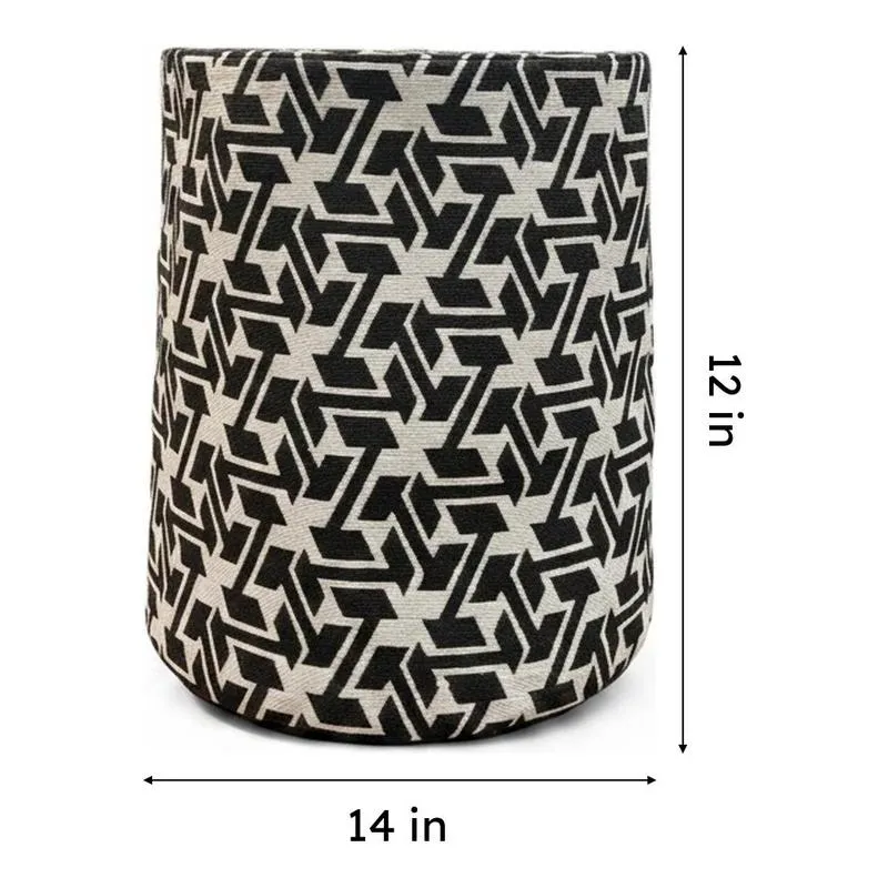 Star Motif Cotton Laundry Basket - Black & White media 8