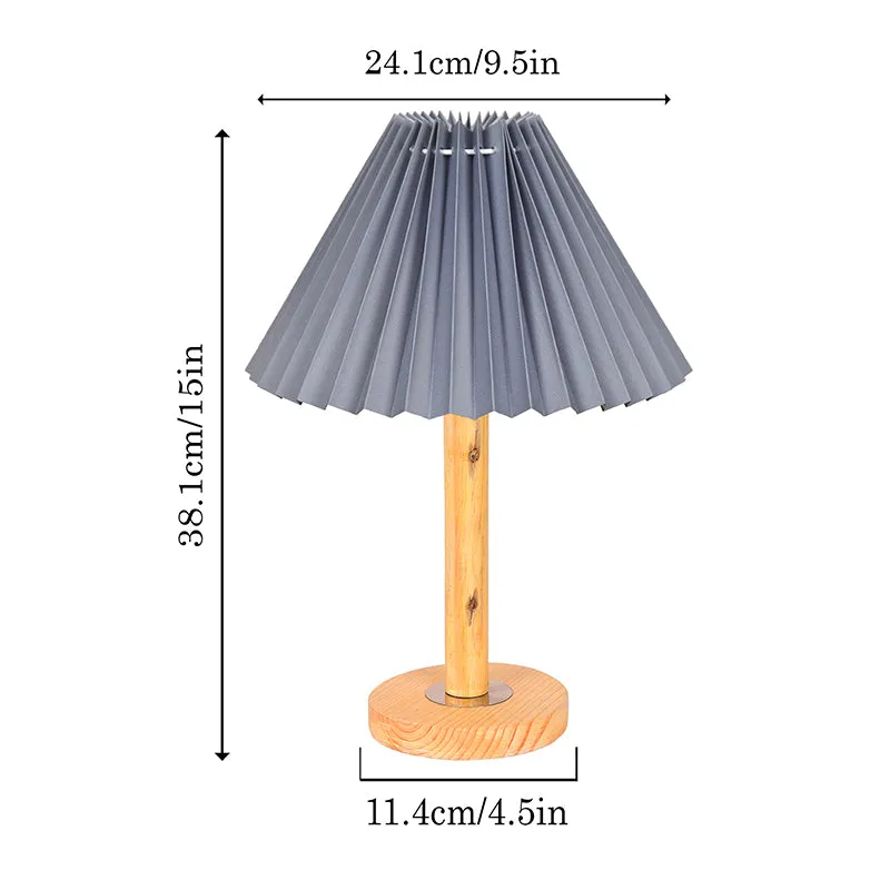 French Pleat Wooden Table Lamp - Grey,Brown media 6