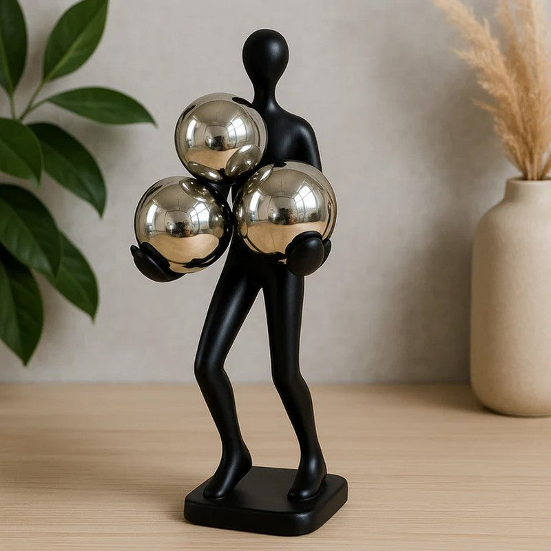 Modern Balance Trio Sphere Figurine Showpiece - Black media 4