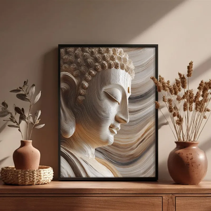Ivory Buddha Serenity Archival Paper Wall Painting With Black Frame media 6