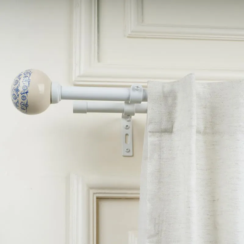 Vintage Fleur Duo Extendable 1" Double Curtain Rods With Round Finial & Brackets media 1