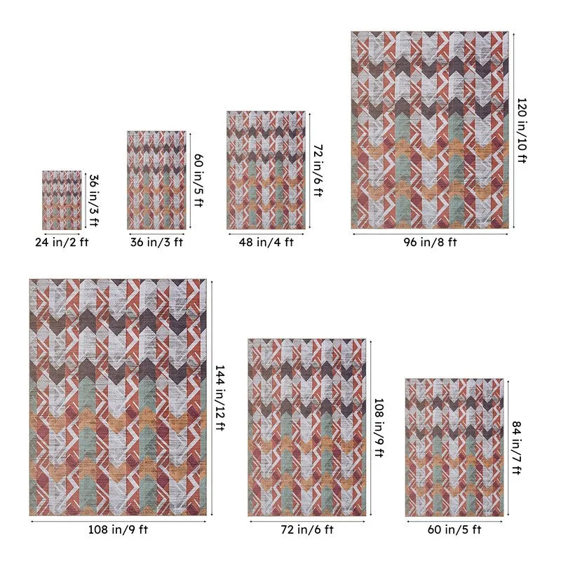 Stella Geometric Carpet - Maroon - 13