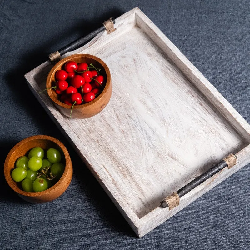 Driftwood Whitewashed Wooden Serving Tray media 5