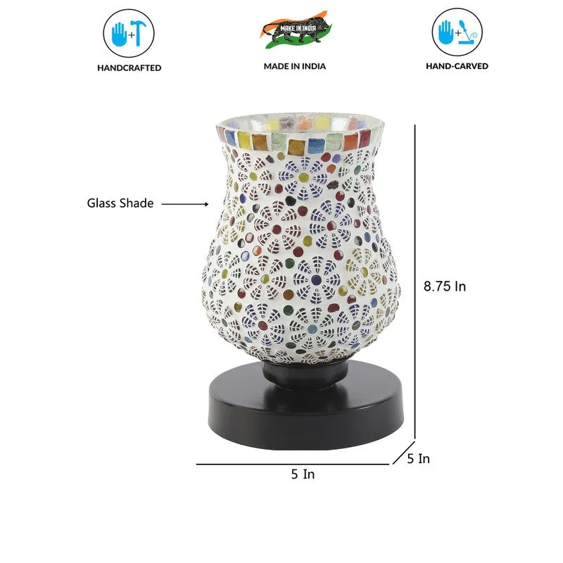 Embervia Mosaic Glass Table Lamp With Wooden Base - Multicolor media 8