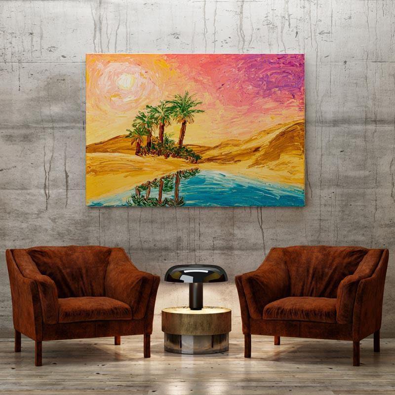 Oasis In The Sahara desert Canvas Wall Painting - Gallery Wrap
