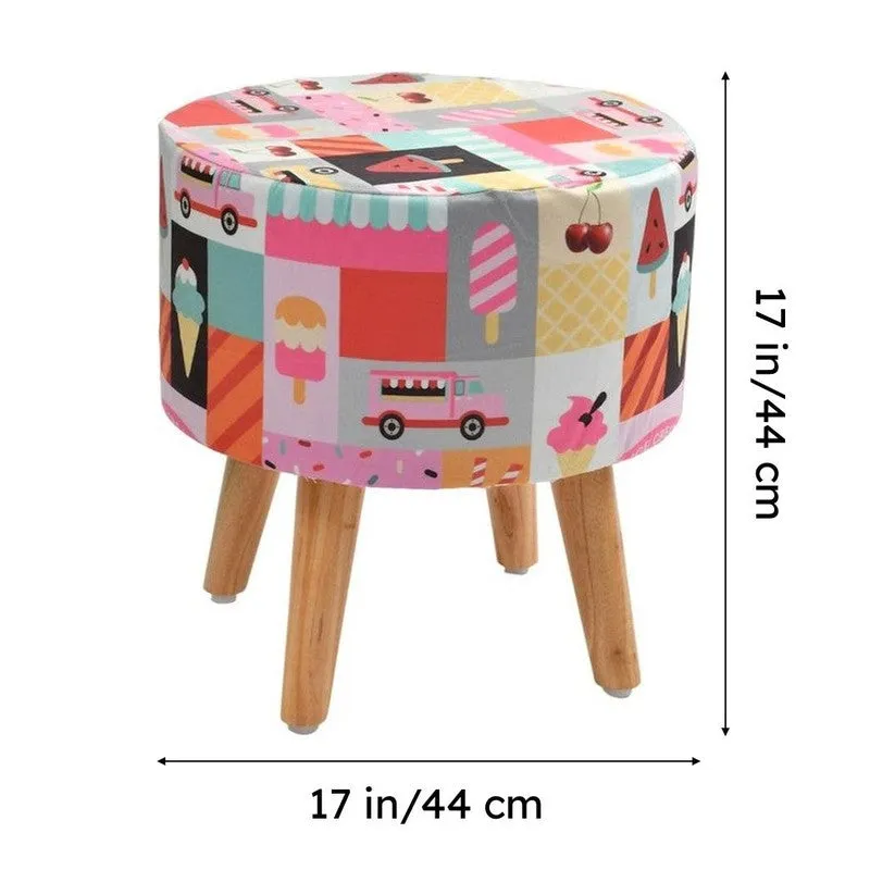Avira Icecream Print Multicolor Engineered Wood Ottomans - Set Of Two media 7