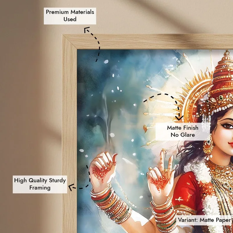 Radhe Gopalam Spiritual Archival Paper Wall Painting - Natural Brown Frame media 6