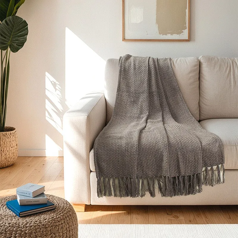 Contemporary Woven Throw Grey media 1