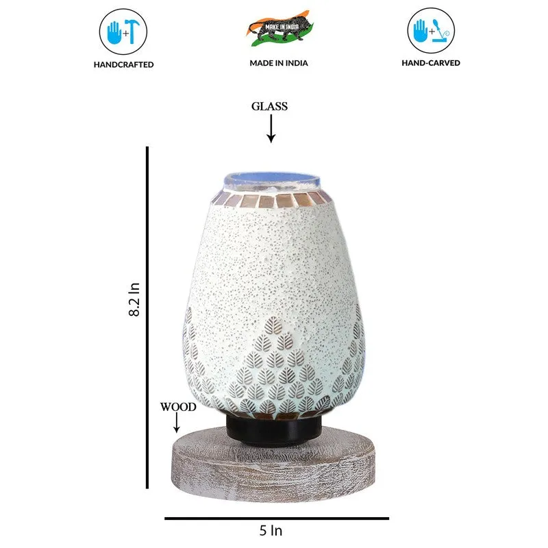 Gloricae Glass Table Lamp With Wooden Base - White media 8