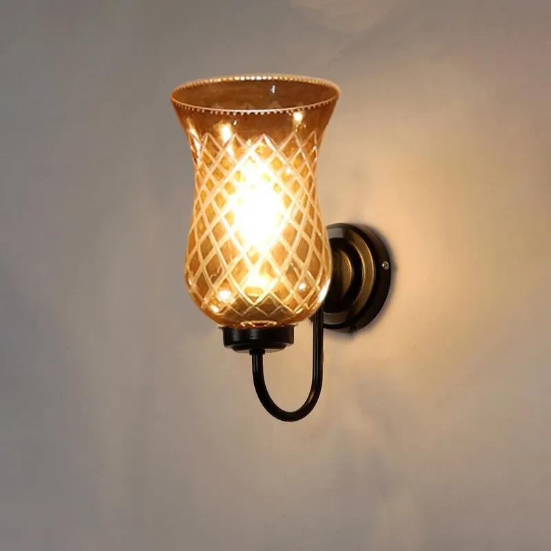 Honey Glow Arched Base Decorative Glass Wall Lamp media 6