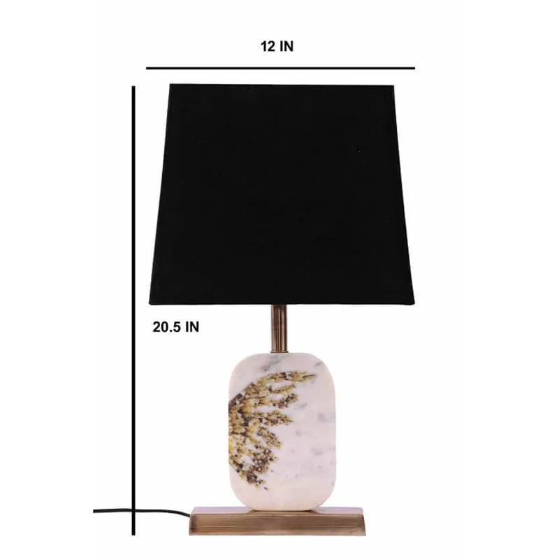 Winged Printed Marble & Brass Base Fabric Table Lamp - Black,White media 5
