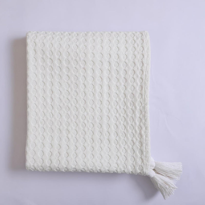 Tender Loom Knitted Cotton Throw (White) - Two Piece Set media 5