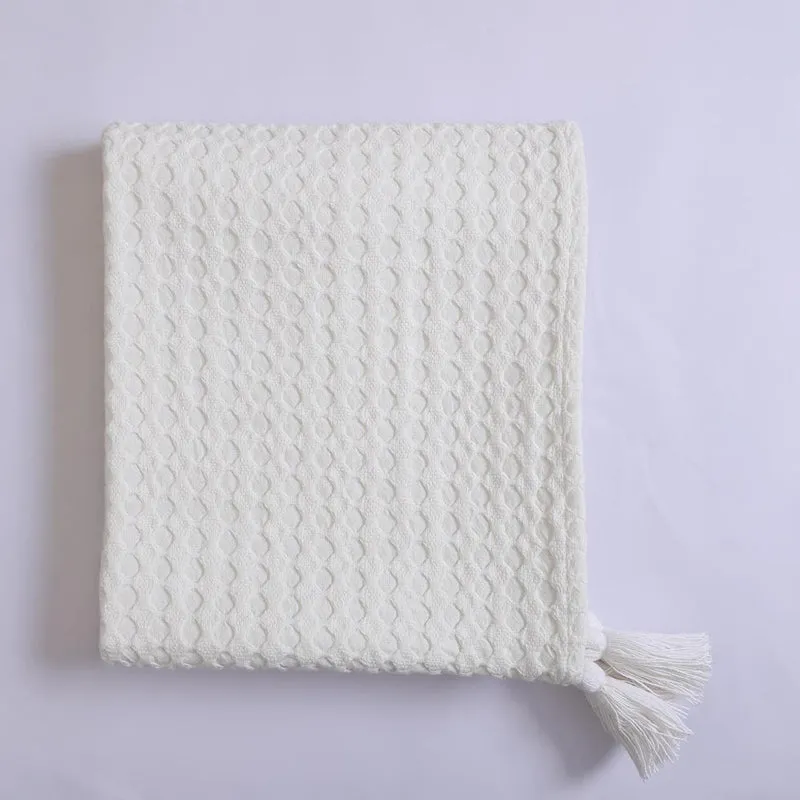 Tender Loom Knitted Cotton Throw (White) - Two Piece Set media 5