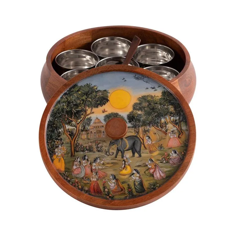 Chitrakriti Handcrafted Mango Wood Masala Box media 9