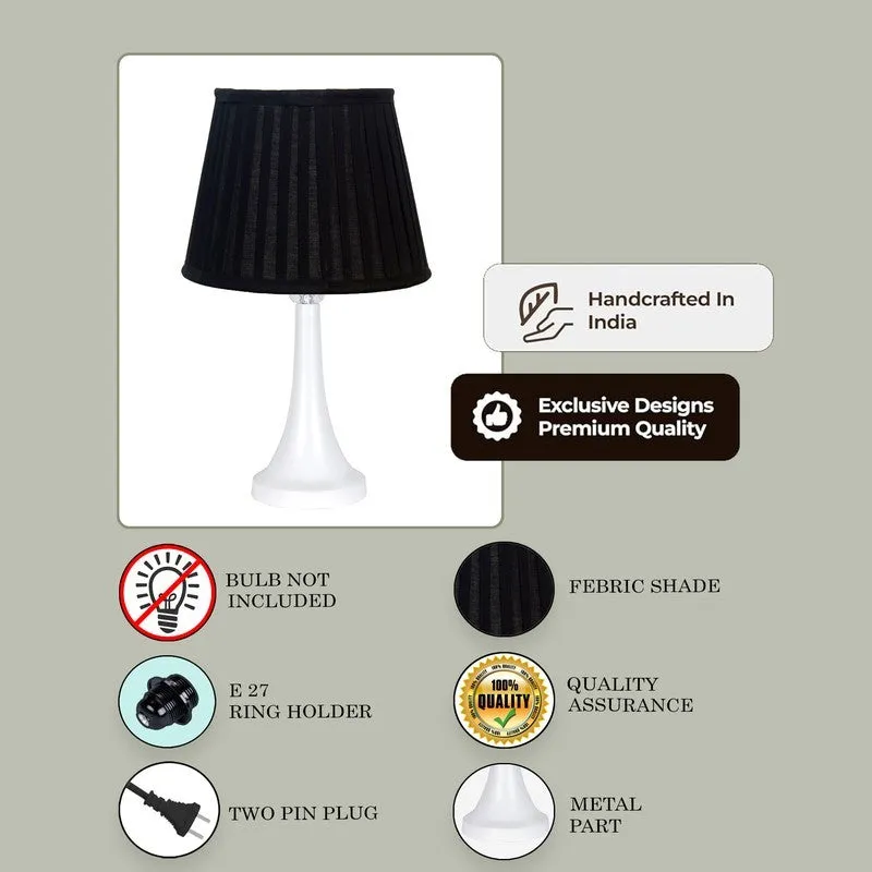 DreamGlow Bedside Wooden Table Lamp - Black,White media 6