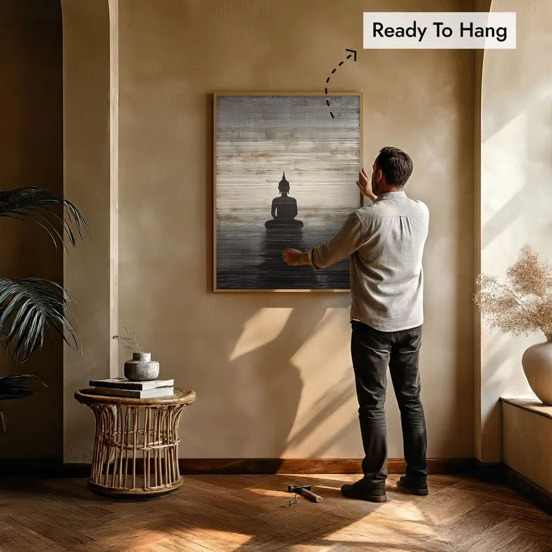 Enlightened Buddha Archival Paper Wall Painting With Brown Frame media 6