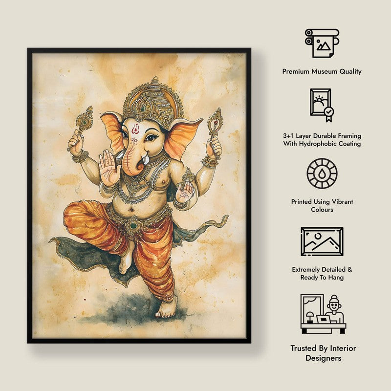Shiva Shankari Spiritual Archival Paper Wall Painting With Frame - Black media 9