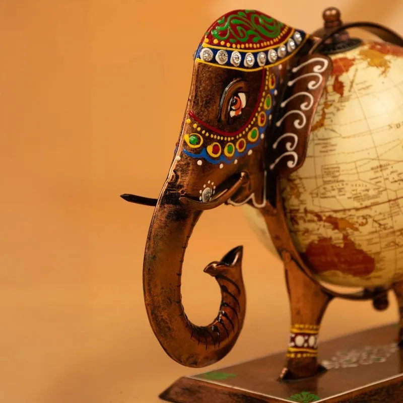 Artisan Elephant Globe Iron Showpiece media 6