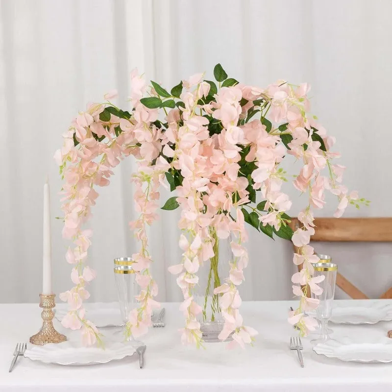 Wisteria Lizzia Silk Artificial Flower Vine - Pink media 6