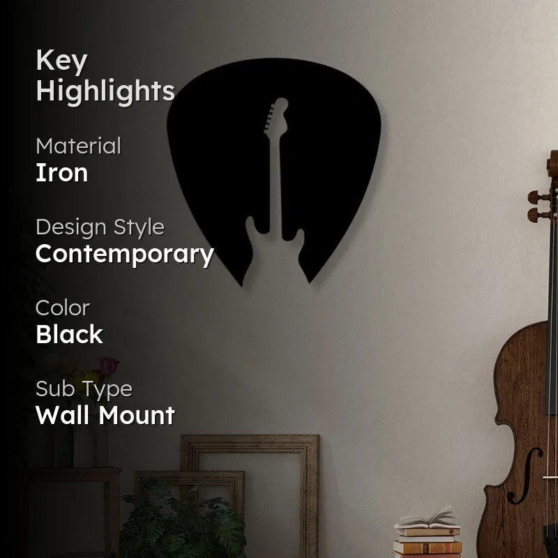 Guitar And Plectrum Black Iron Wall Accent media 2