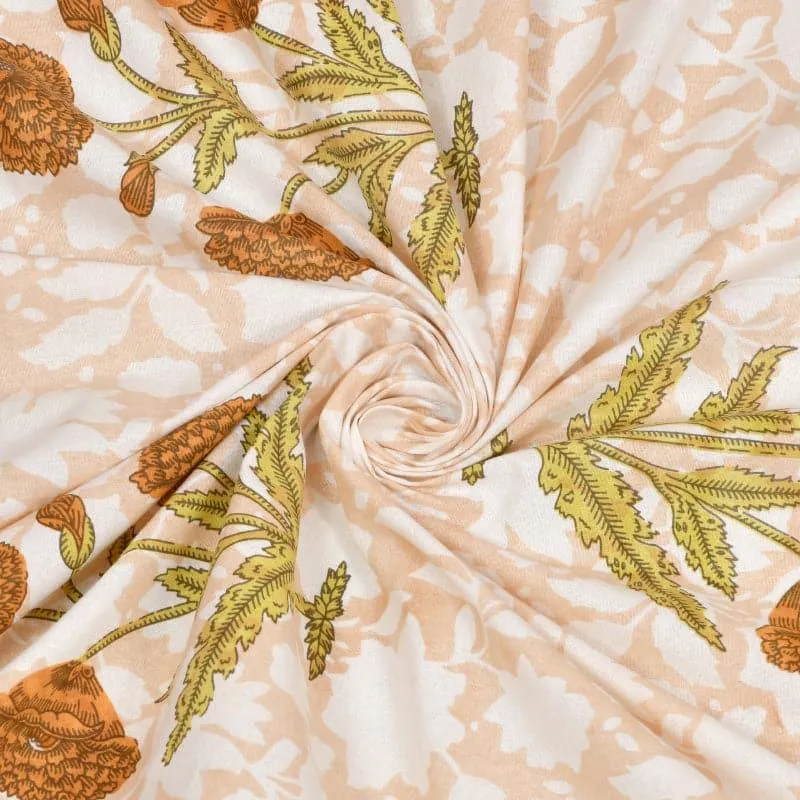 Barkha Ethic Floral Cotton Bedsheet (Yellow,Brown) - 150 TC media 5