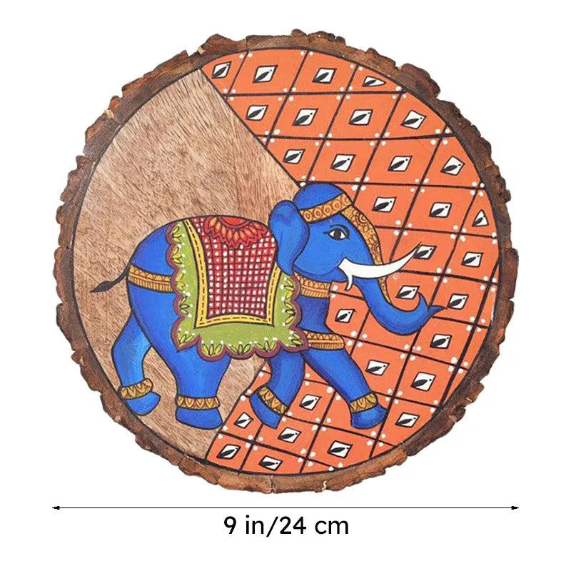 Neel Gaja Pichwai Handpainted Wall Plate media 6