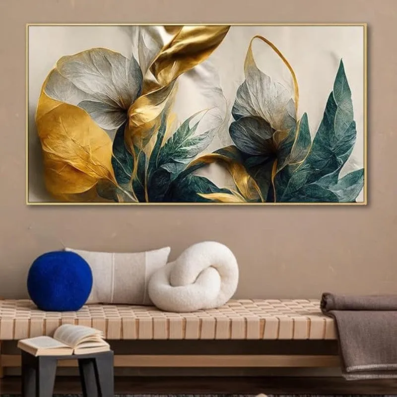 Opal Foliage Canvas Wall Painting With Frame media 3
