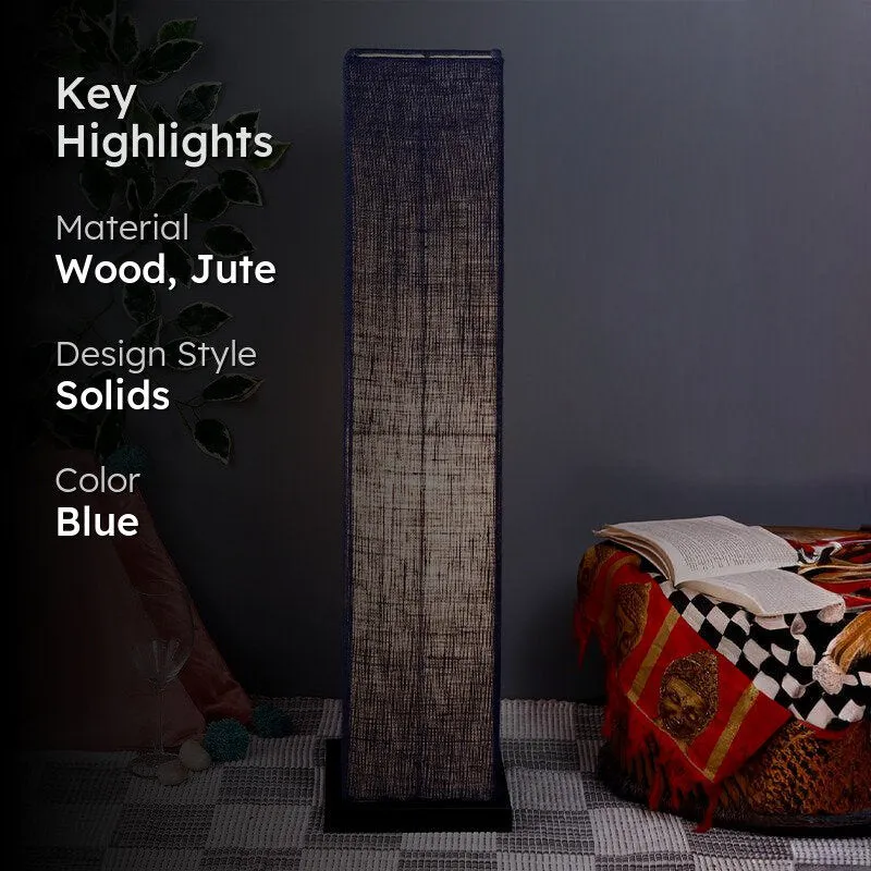 Abita Wooden Tower Floor Lamp With Jute Shade - Blue media 2