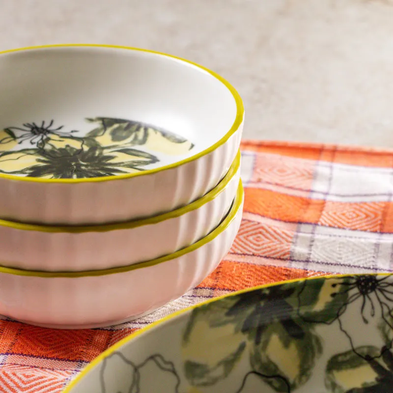 Golden Aura Floral Serving Bowl - Seven Piece Set media 4