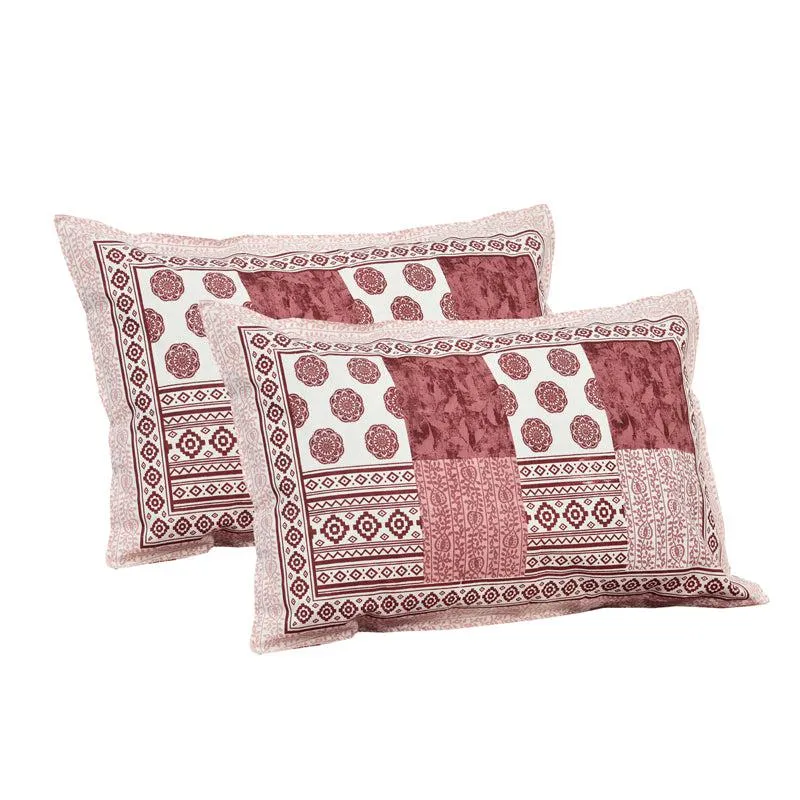 Lamora Ethnic Cotton Bedsheet (Pink,White) - 160 TC media 6