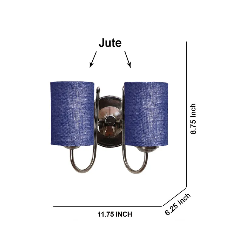 Veda Duo Cylindrical Fabric & Metal Wall Lamp - Blue media 5