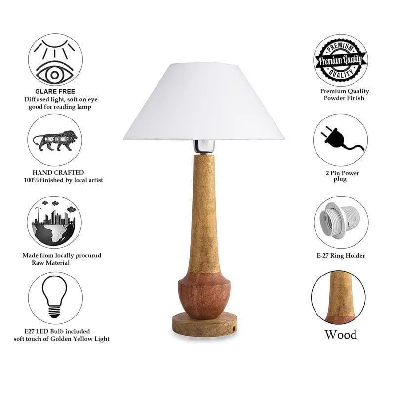 Classic Cubist Fabric Table Lamp With Conical Shade - Brown,White media 6