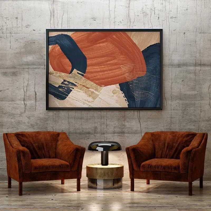 Clay Navy Canvas Wall Painting - Black Frame media 4