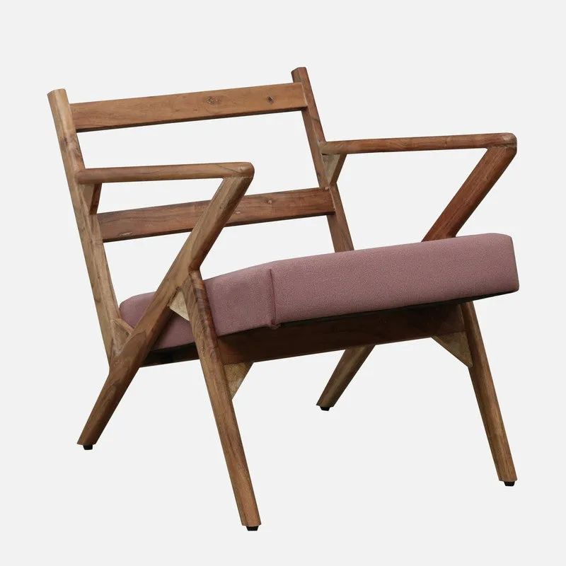 Metrona Acacia Wood Accent Chair - Pink media 5