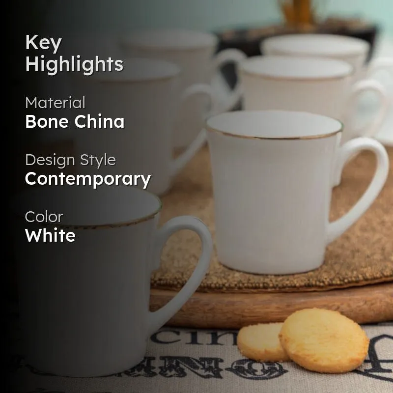 Sonaki Ravenna Goldline Bone China Tea Cup (210 mL Each) - Set Of Six media 2