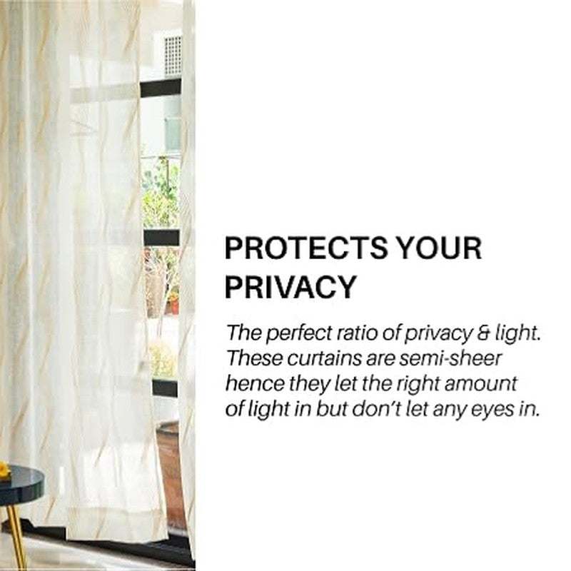 Urban Space Pampas Gold Foil Printed Curtain - Set Of Two media 8