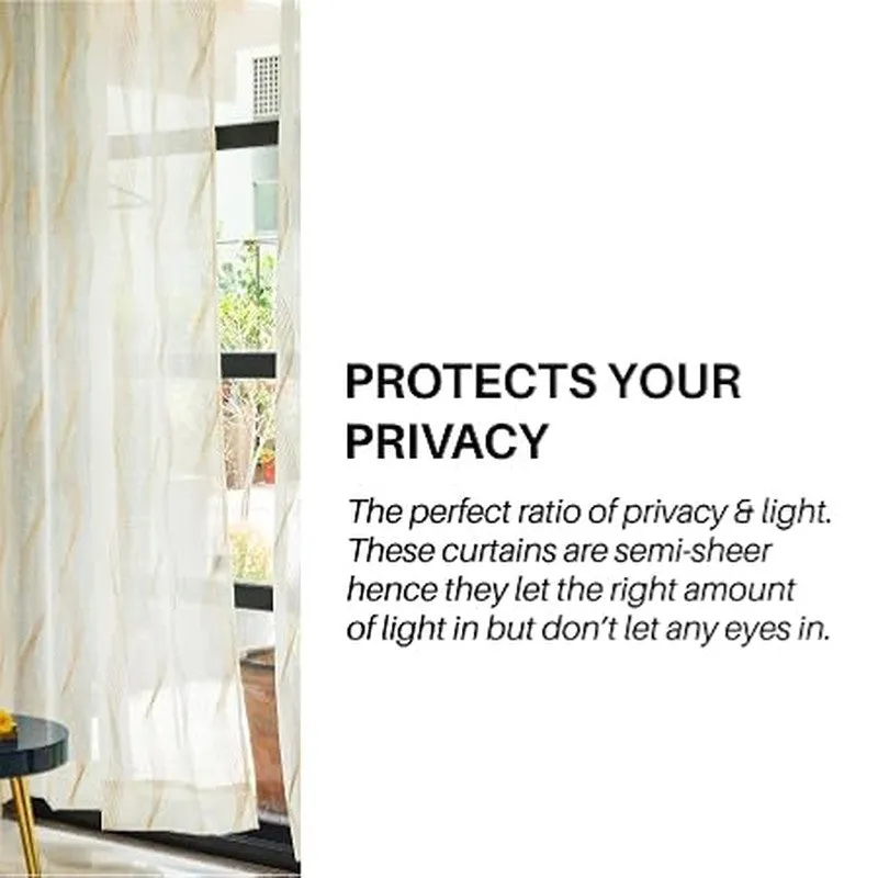 Urban Space Pampas Gold Foil Printed Curtain - Set Of Two media 8