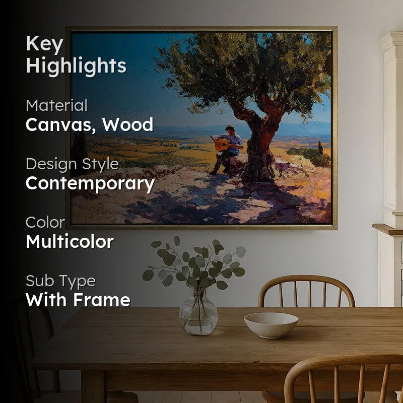 Sunlit Strummer Canvas Wall Painting With Frame media 2