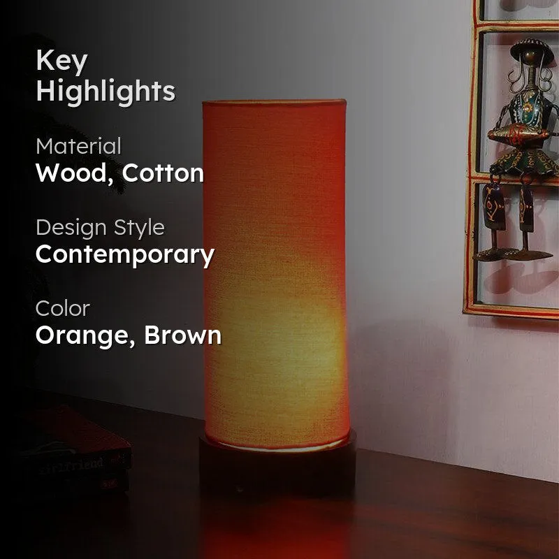 Jaala Tower Wooden Table Lamp - Orange,Brown media 2