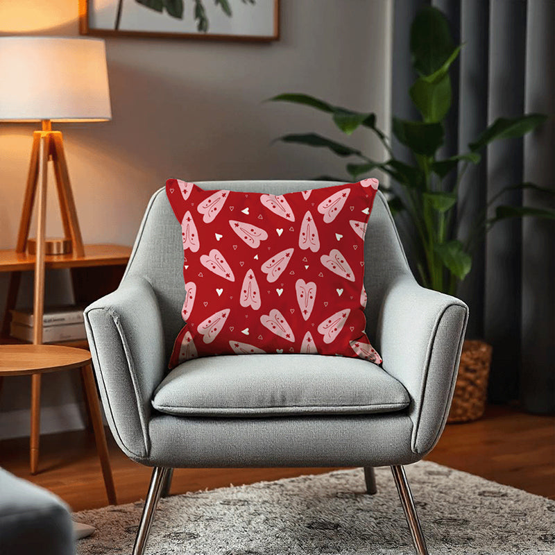 Blushing Hearts Printed Velvet Cushion Cover - Set Of Five media 6