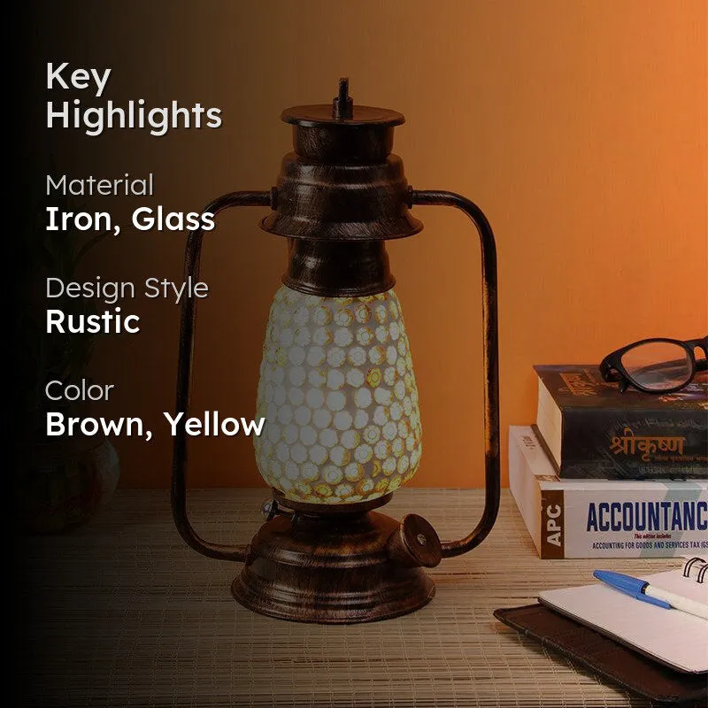 Navina Mosaic Lantern Iron Table Lamp - Brown,Yellow media 2