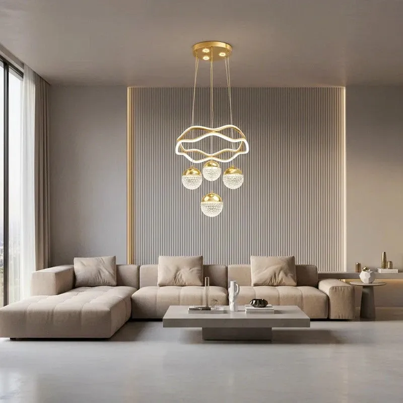 Golden Orbit Acrylic Ceiling Lamp media 1