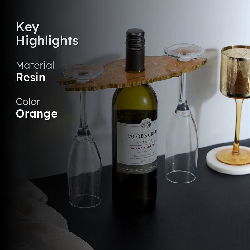 Resinor Wine Bottle & Glass Holder - Mustard Yellow media 2