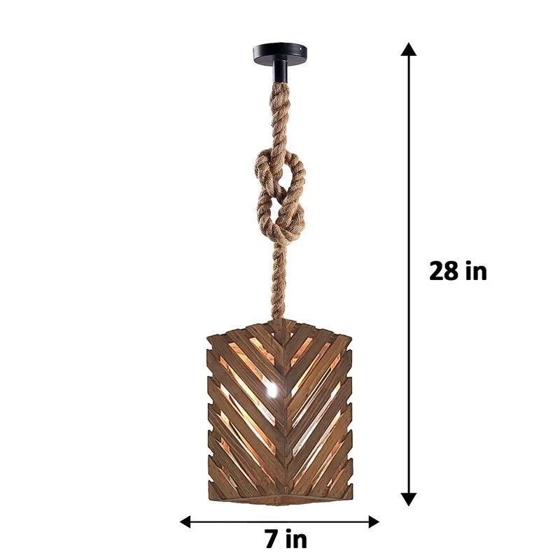 HexaCage Wooden Ceiling Lamp - Brown media 9