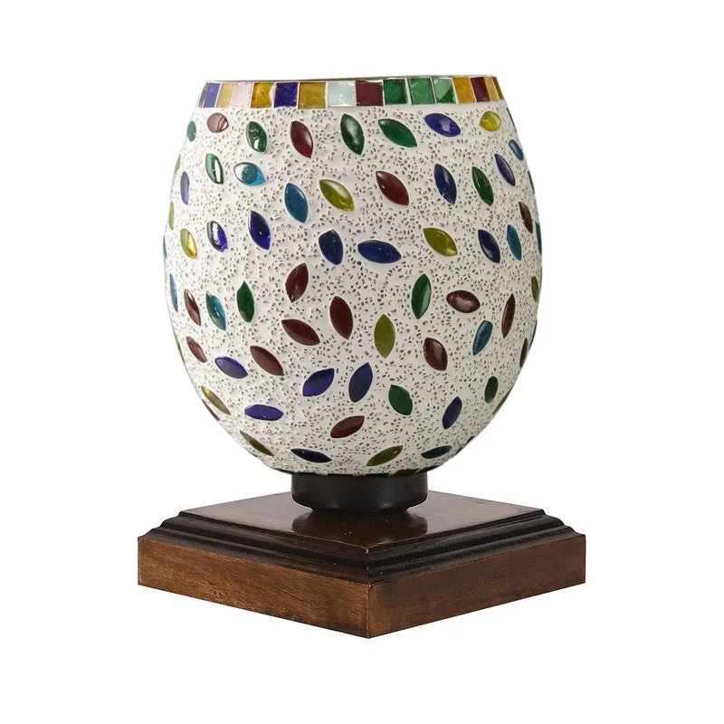 Lumenest Mosaic Glass Table Lamp With Wooden Base - Multicolor media 5