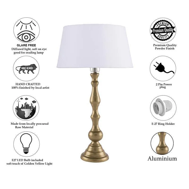 Graceful Gleam Gold Fabric Table Lamp - White media 6