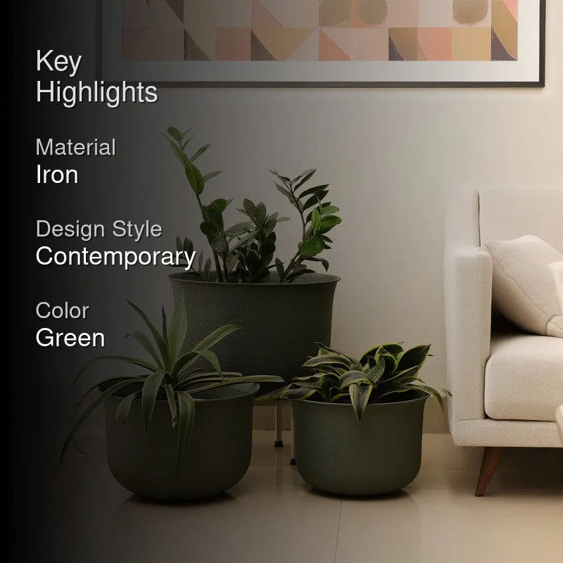 Olive Whisper Iron Planters - Set of Three media 2
