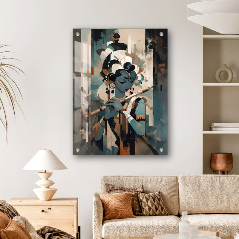 Lord Krishna Flute Harmony Acrylic Wall Art
