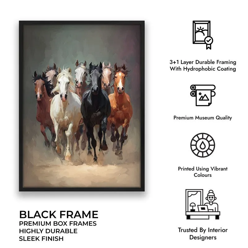 Gallop of Freedom Horse Archival Paper Wall Painting With Black Frame media 10
