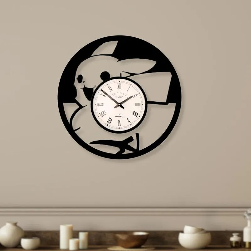 Pikado Steel Analog Wall Clock - Black media 1